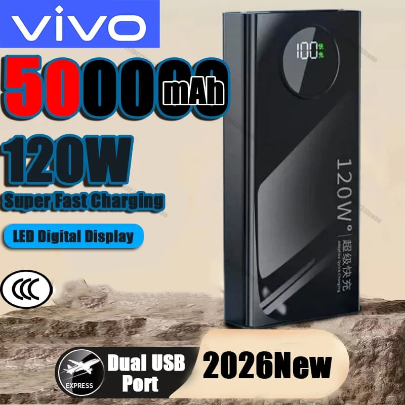VIVO Power Bank 500000mAh 120W Ricarica Super Veloce con Display LED Digitale, Batteria Esterna Portatile per iPhone Samsung