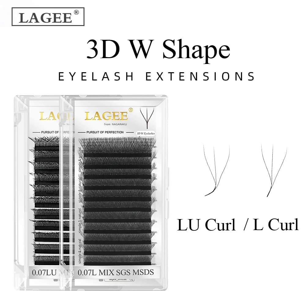 LAGEE L LU M Curl CD 3D Forma W Estensioni ciglia Fioritura Fioritura Premade Fan Ciglia Trucco 0,07 Volume Bundle