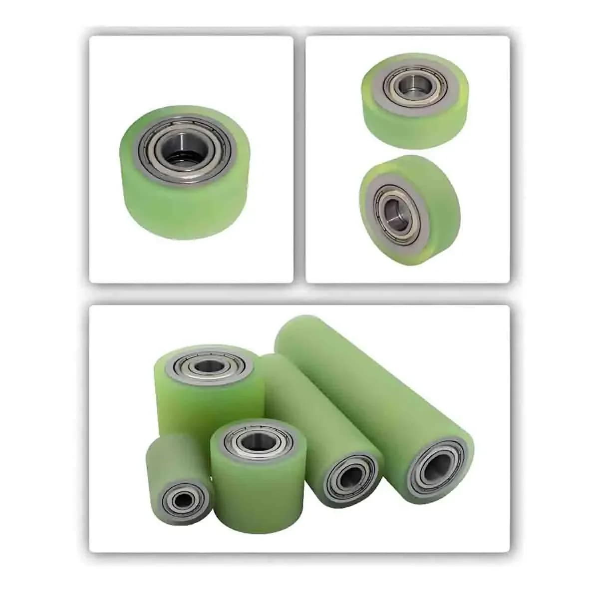 Ruote Rivestite in Poliuretano con Doppio Cuscinetto in PU, Rulli Non Motorizzati, Rotoli in Gomma Resistenti all'Usura Personalizzabili OD 15-50mm