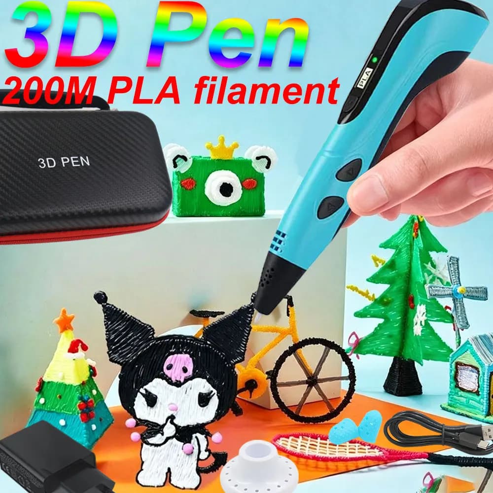 New Popular 3D Printing Pen For children With LCD Display Power Adapter Travel Case PLA Filament Birthday Christmas DIY Toy Gift