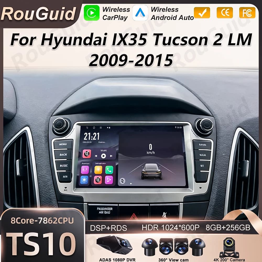 Autoradio Android Auto for Hyundai IX35 Tucson 2 LM 2009 - 2015 Carplay Stereo multimedia player BT Wifi 5G Touch Screen DSP
