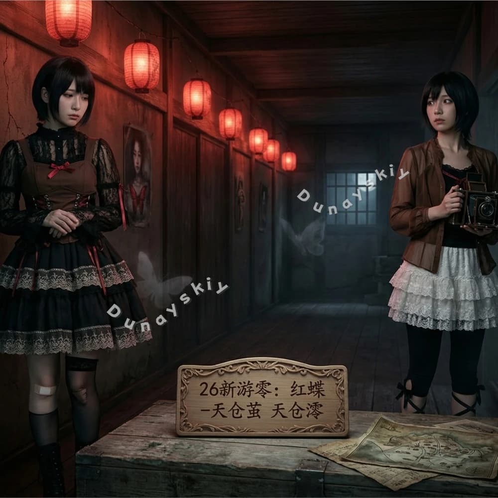 Fatal Frame: Maiden Of Black Water Zero: Akai Chou Amakura Mayu & Mio Costume cosplay Gothic Lolita Set di abiti da Halloween