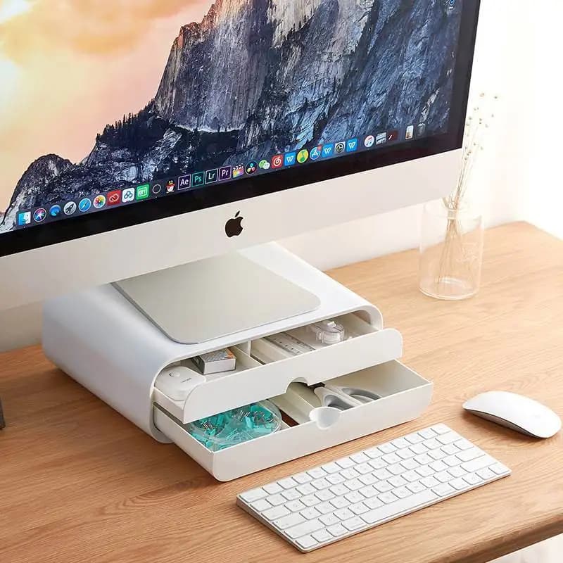 Desktop Computer Monitor Support, Office Monitor Support, Desk Organizer, Simple Korean Style, Acrylic Rectangular Base