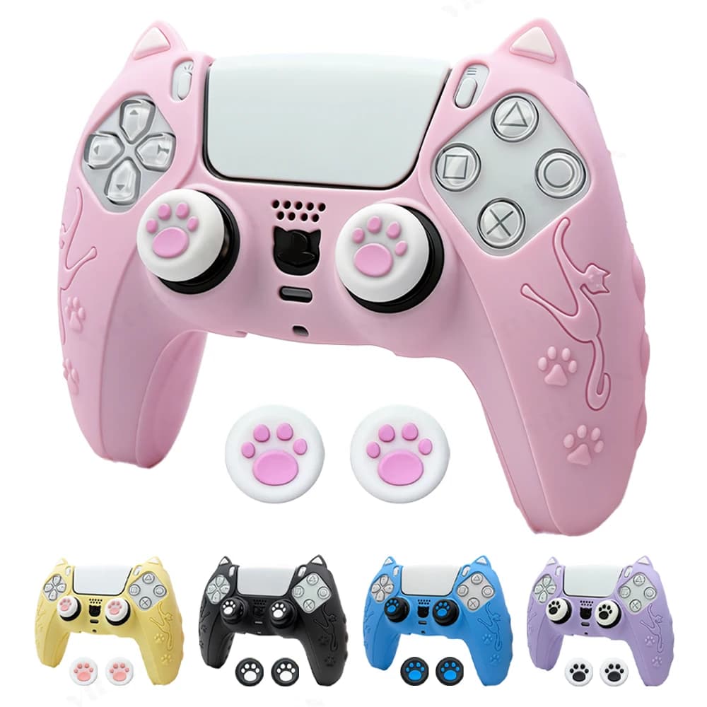Custodia in silicone antiscivolo VILCORN per controller PS5 con impugnature per le dita – Cover antiurto per accessori da gioco DualSense