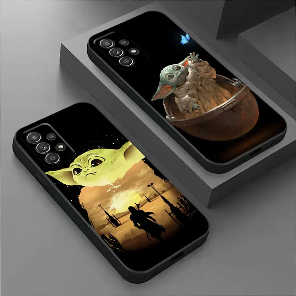 Cover per Telefono con Simpatici Baby Yoda per Samsung Galaxy A17 A57 A37 5G A07 A55 A54 A34 A35 A25 A15 A56 A36 A26 A16 A06, Custodia Posteriore in Silicone