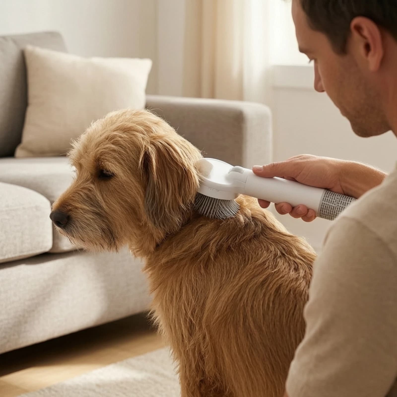 Pet Hair Dryer Brush Handheld Grooming Brush with Dryer Dog Grooming Blower Portable Overheat Protection for Dogs