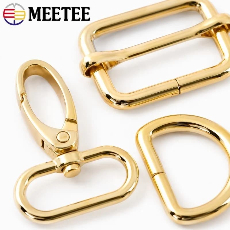 2-3Sets 16-38mm Metal Swivel Lobster Clasp D Ring Tri Glide Buckle Parts for Handbag Strap Keychain Pet Collar Sewing Hardware