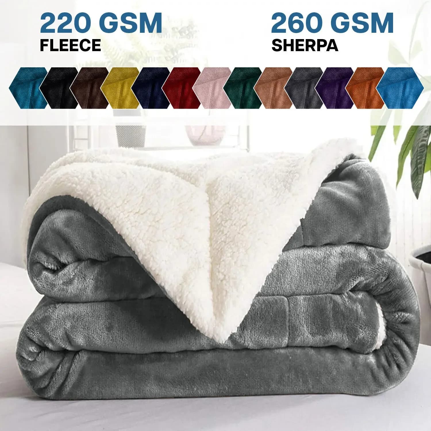 Coperta Sherpa Coperta doppia spessa e calda per letto invernale Coperta in peluche di velluto reversibile super morbida in pile di flanella/lana