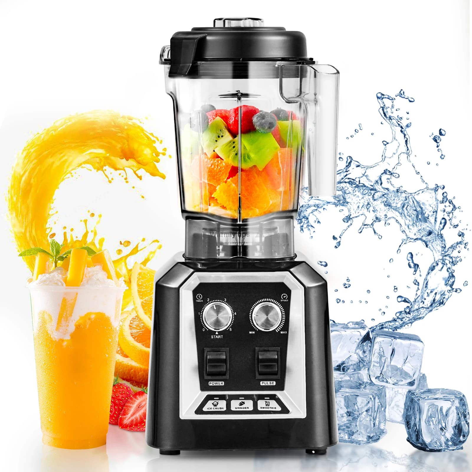 SucceBuy Frullatore per frullato da 2 litri Frullatore professionale da banco per frutta Robot da cucina con acciaio inossidabile per bar da cucina domestico