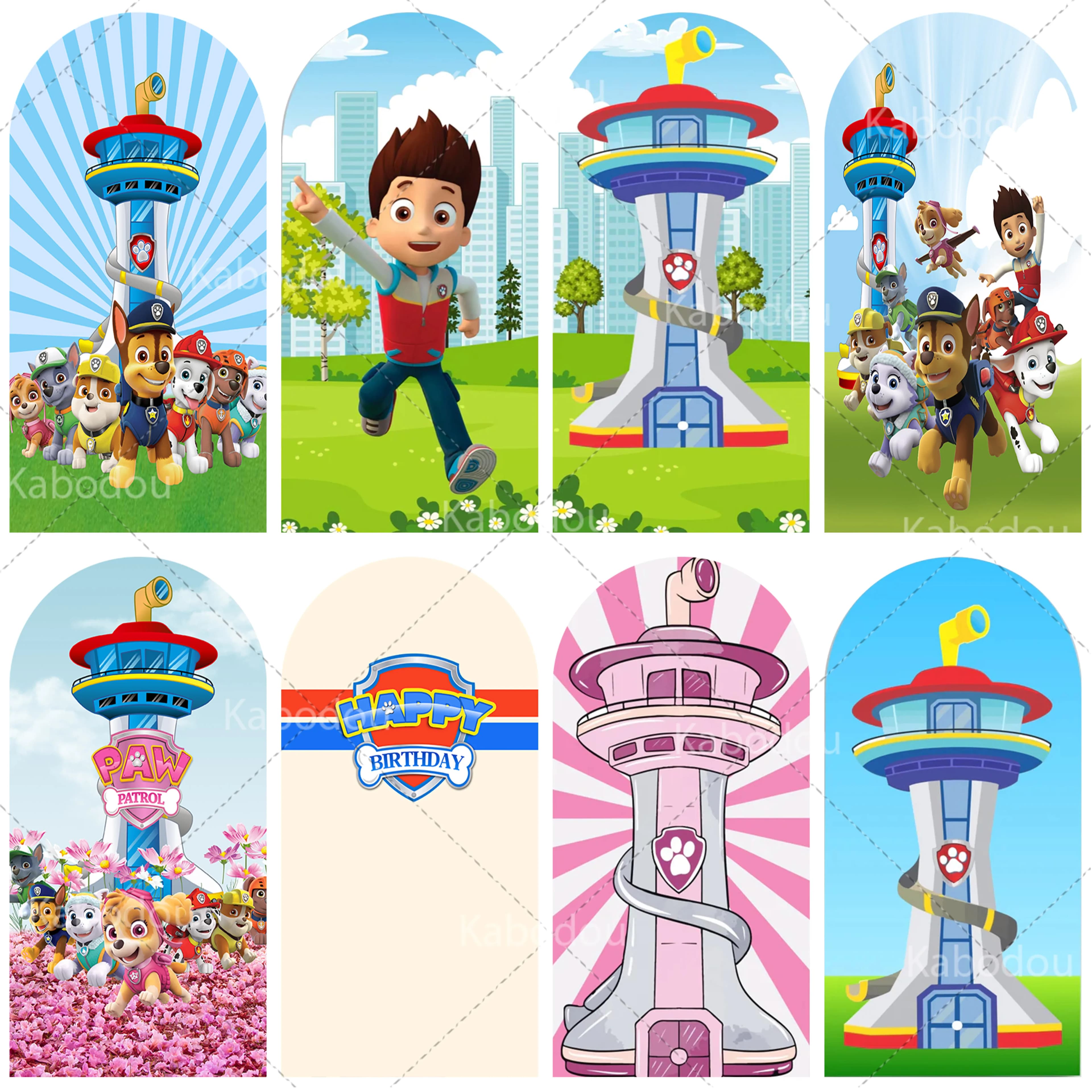 The Paw ronds fondale Arch Doubleside Dog Lawn Kid Birthday Party Decoration Baby Shower Photography Background puntelli da Studio