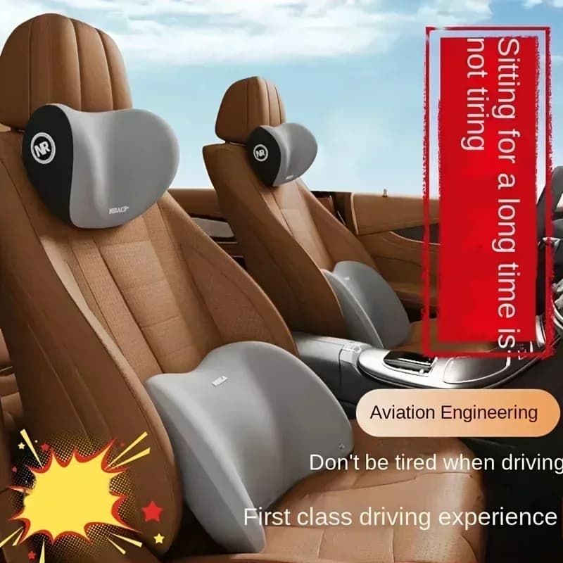 headrest/Waist - car headrest and lumbar support kit memory foam breathable seat cushion neck pillow interior decoration