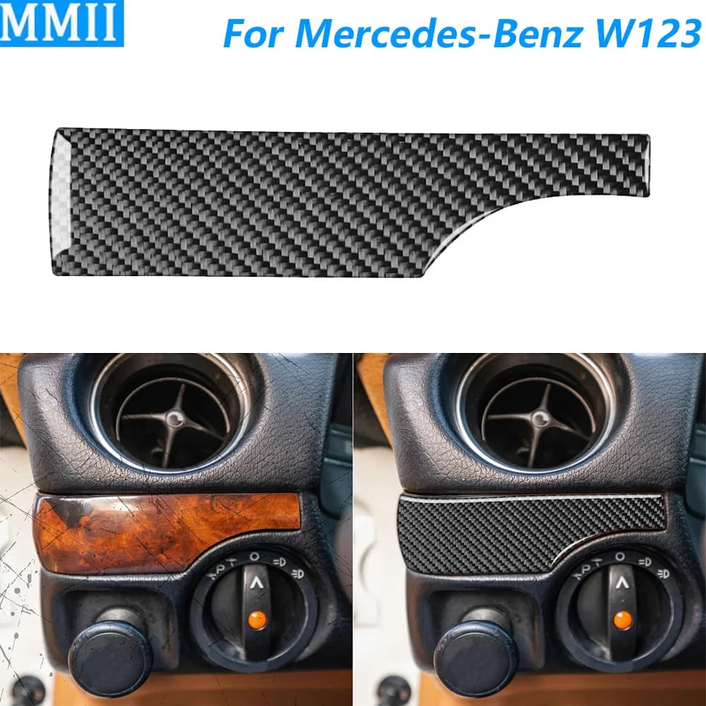 For Mercedes-Benz E-Class W123 1976-1986 Carbon Fiber Driver's Side Instrument Panel Cover Trim Car Accessories Interior Sticker