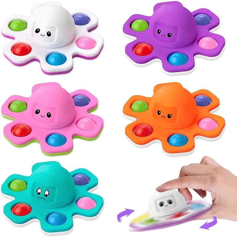 Antistress Push Bubbles Fidget Spinner per bambini e adulti Giocattolo sensoriale che cambia il volto per bambini autistici Regali per alleviare l'ansia