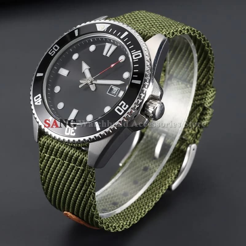 Cinturini per Orologi in Nylon e Pelle Intrecciata da 18mm 20mm 22mm con Sgancio Rapido, Fibbia in Metallo, Bracciale Militare per Uomo e Donna