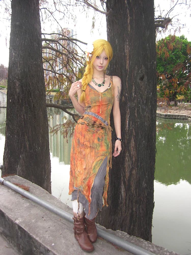 Vintage Desert Style Beachy Bohemian Dress Irregular High Waist Long A-Line Skirt without Sleeve Floral Print V-Neck Gown