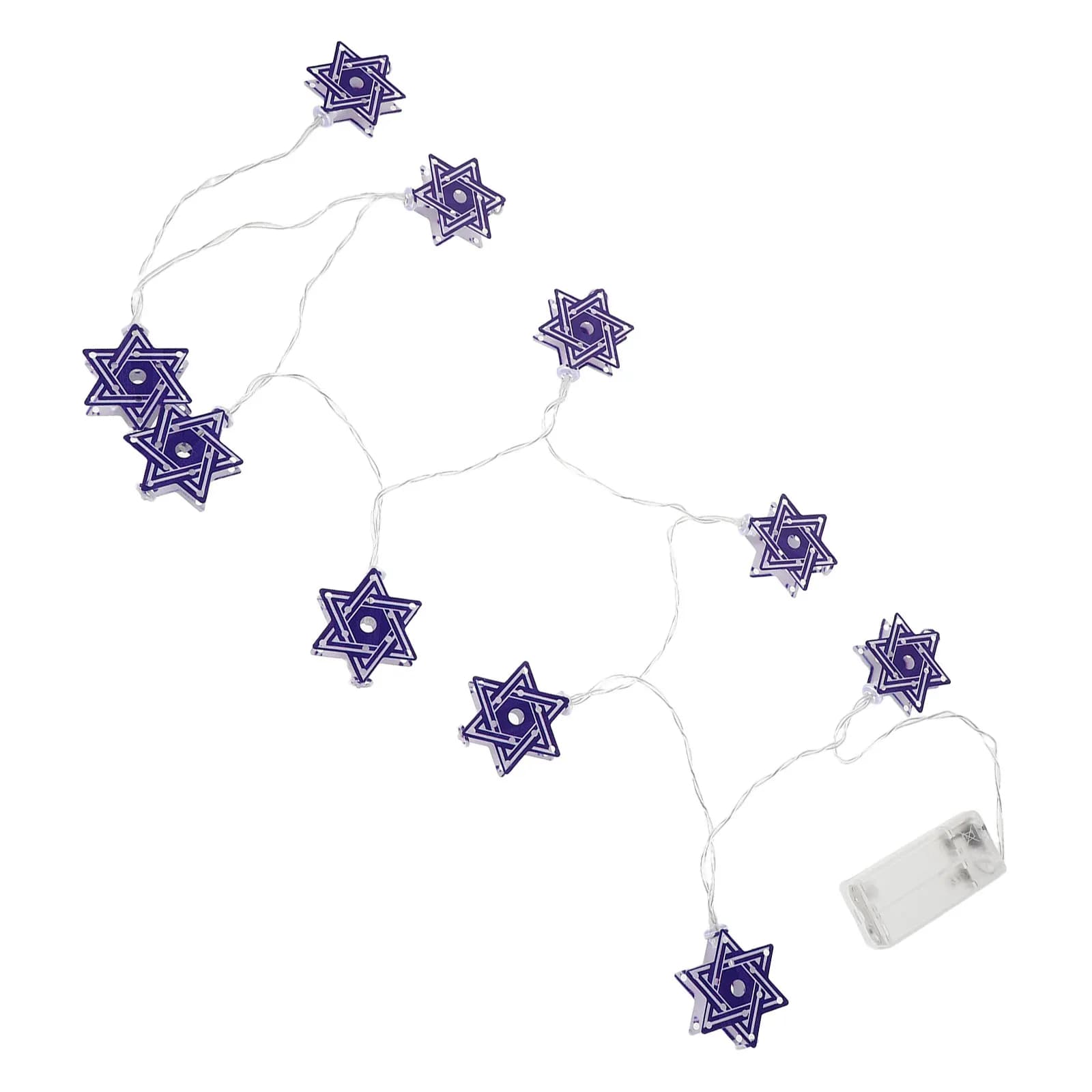 LED Jewish Hanukkah Lights Star of David Ornament String Decor Blue White for Outdoor Garden Patio Tent Shabbat Passover
