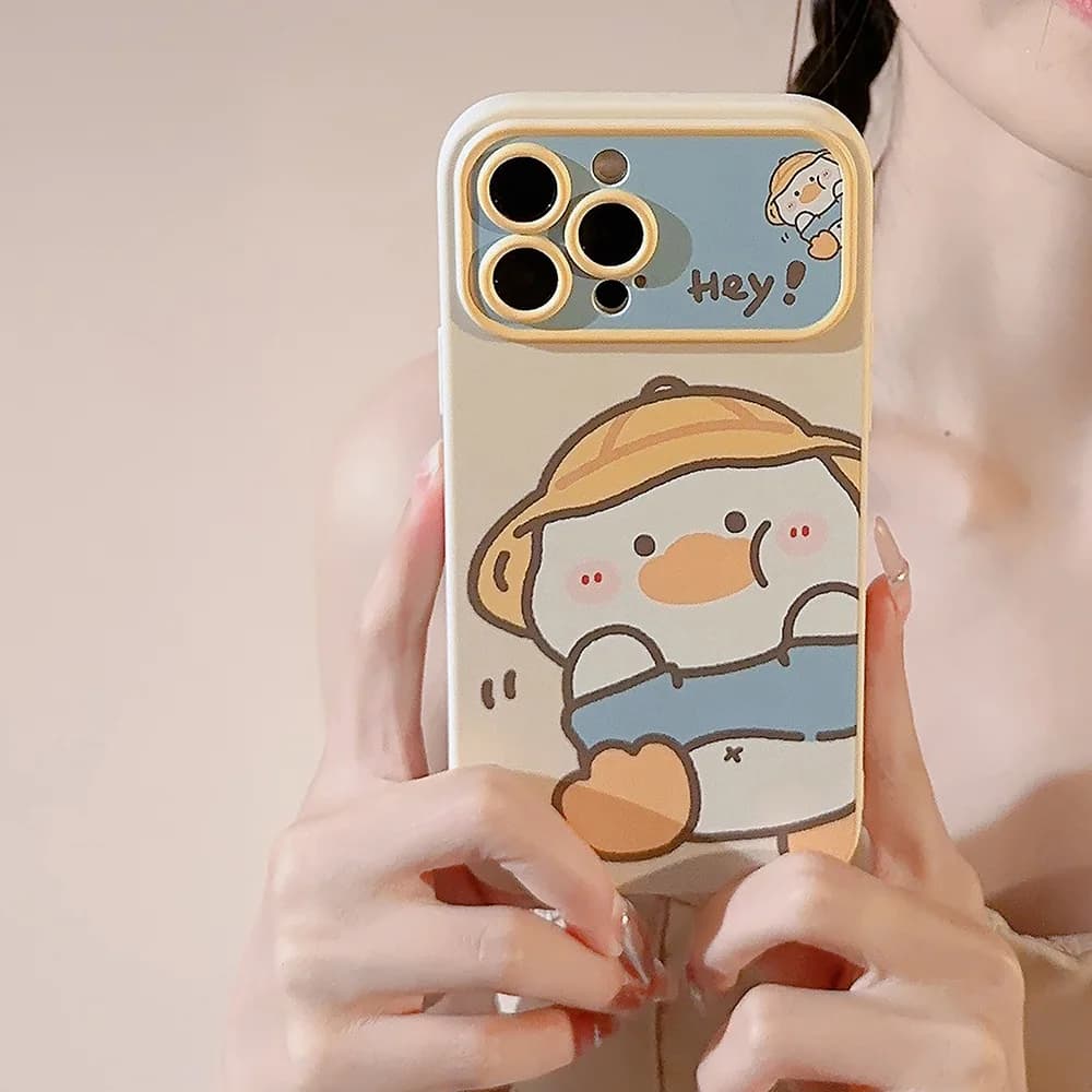 Protective Cover for iPhone 17 Air 16e 15 13 12 11 14 Pro Max XS X XR 7 8 Plus with Korean Carton Anatra Yellow