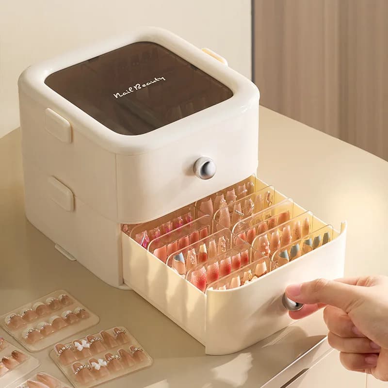 Scatola Multifunzionale per Nail Art, Espositore per Unghie Finte, Organizer da Scrivania per Gioielli e Accessori per Capelli, Contenitore in Plastica