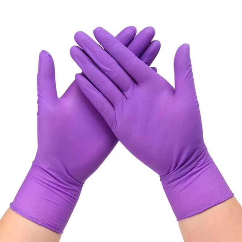 Guanti monouso in nitrile viola Guanti per la pulizia della casa per taglio di capelli Cucina Salone di bellezza SPA Guanti automatici Senza lattice in polvere