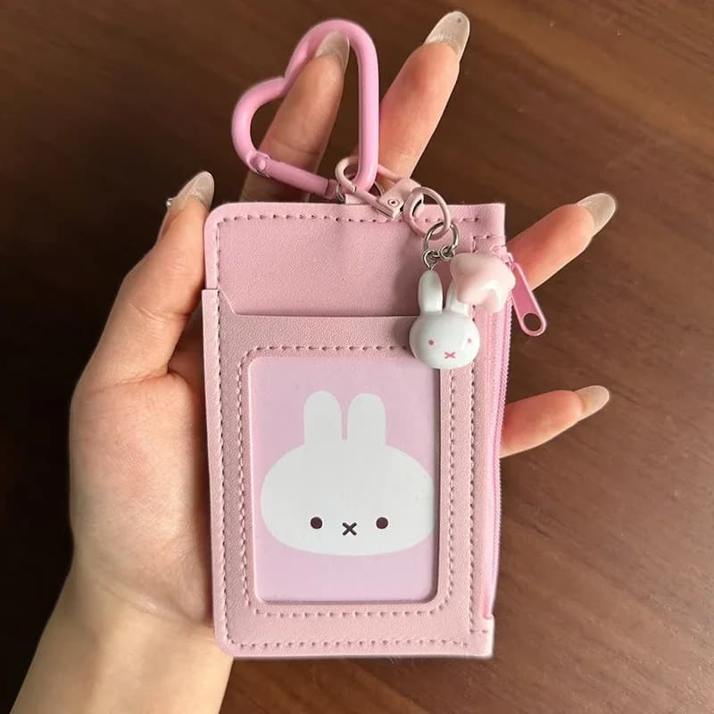 Cartoon Miffy Card Holder Kawaii Rabbit Zipper Coin Purse Keychain Student Campus Bus Card Case Anime Peripheral Festival Gift