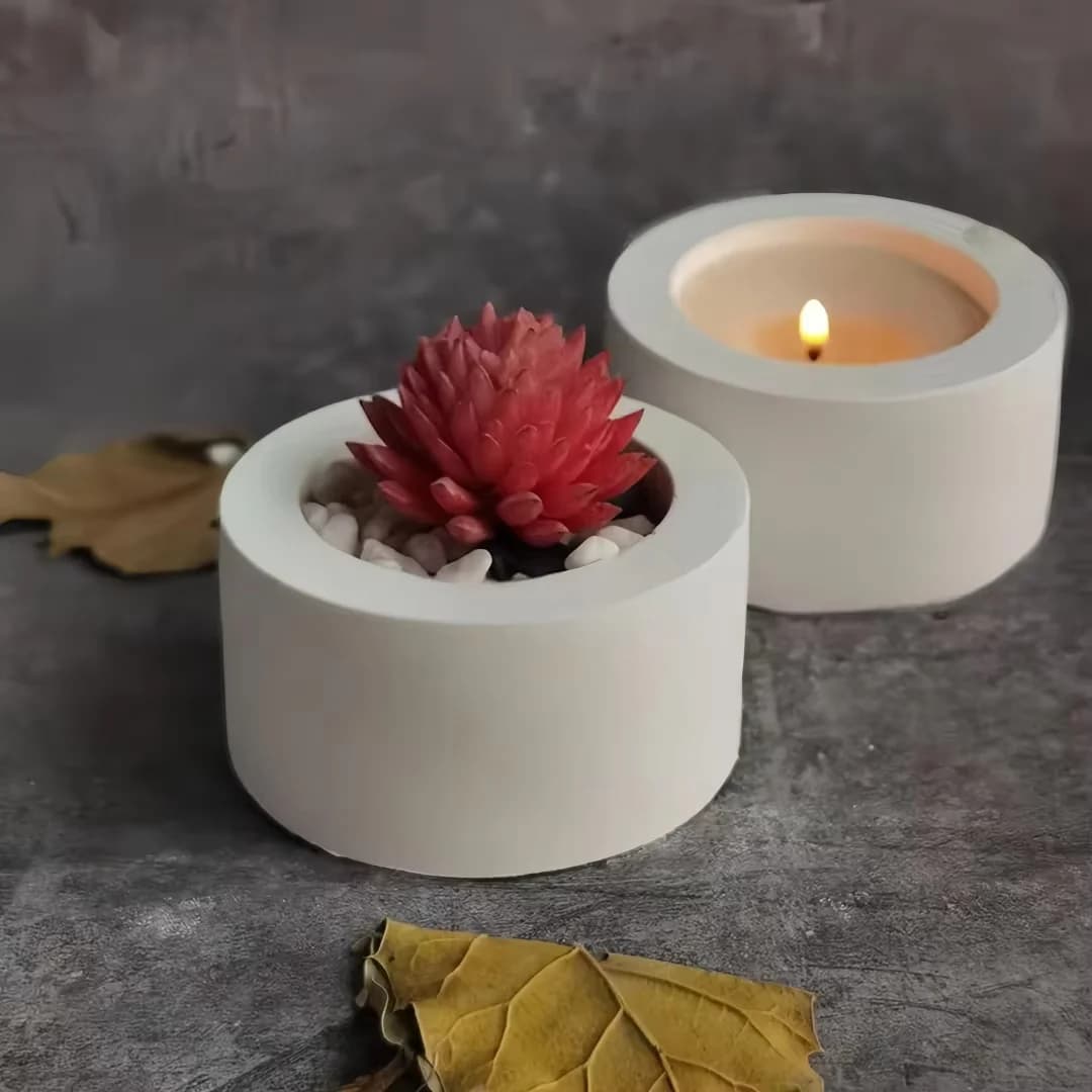 Stampo in Silicone per Candele Rotonde, Vasi in Gesso Fai-da-Te, Mini Fioriere in Gesso, Decorazioni per la Casa, Contenitori per Piante Succulente