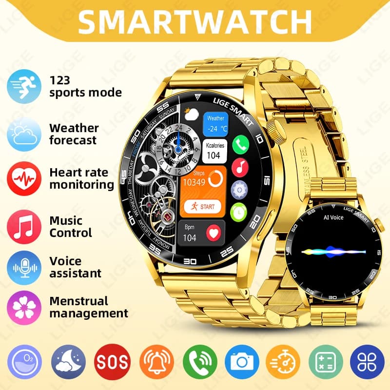 LIGE Smart Watch di lusso per uomo donna BT chiamata orologi da uomo IP68 impermeabile sport fitness monitor sanitario uomo Smartwatch donna