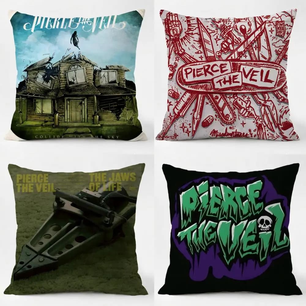 Pierce The Veil Cushion Cover Daily Washable Linen Pillowcase Soft for Sofa Bed Home Room Decor