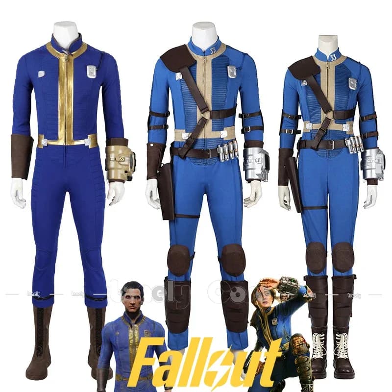 Gioco Autunno Cos Out Lucy Cosplay Tuta Vault 33 Costume Cosplay Vault 75 Lucy MacLean Cintura Armatura Uniforme Braccio Puntelli Halloween