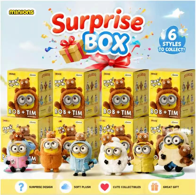 52toys Bob&Tim Minions Better Toggther Series Multiple Styles Cute Doll Keychain Decoration Trendy Toy Mystery Box Surprise