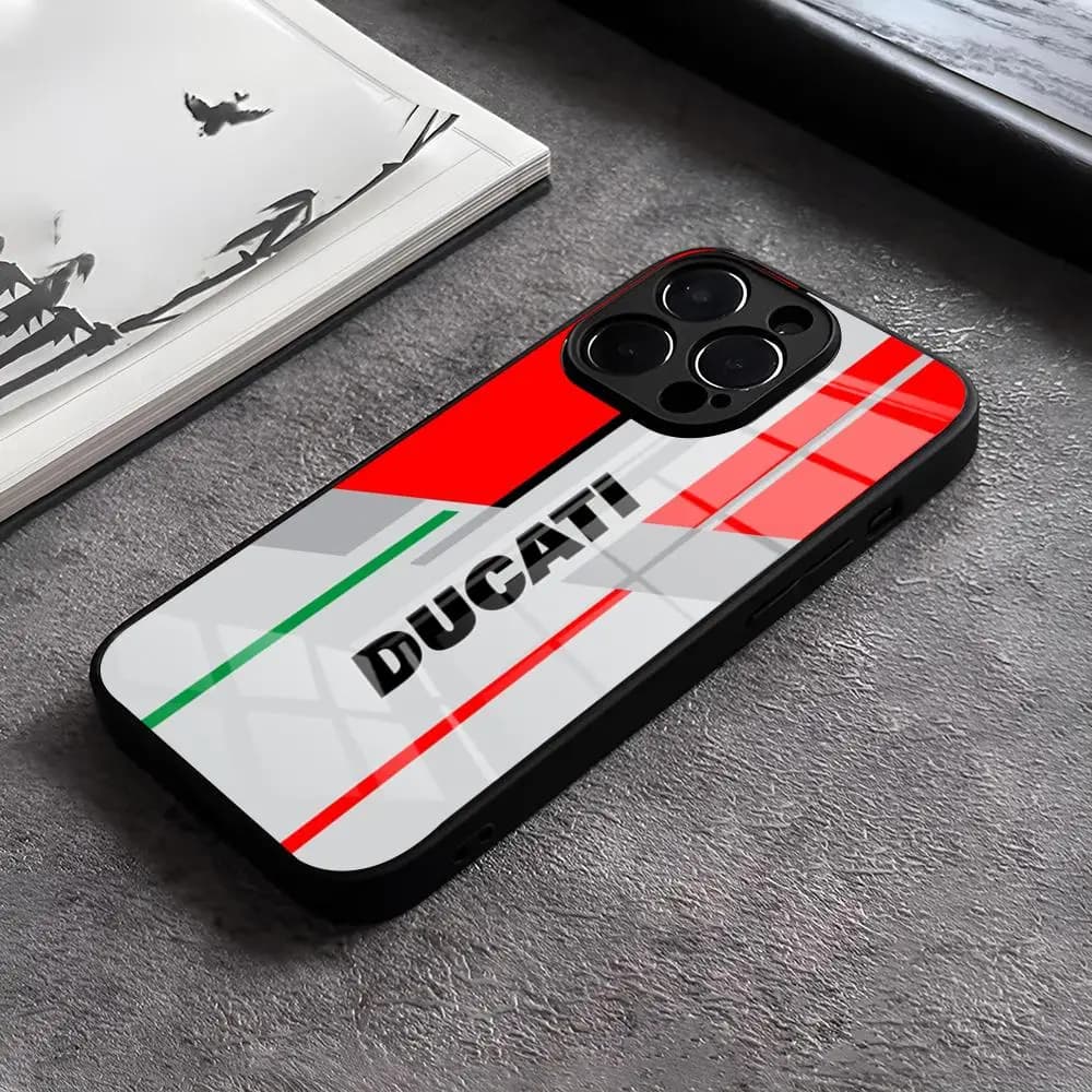 Moto Da Corsa D-Ducaties Cassa Del Telefono In Vetro Temperato Per IPhone 16 Pro 15 Pro Max 14 13 12 11 X XR XS Max 8 7 Plus SE Copertura