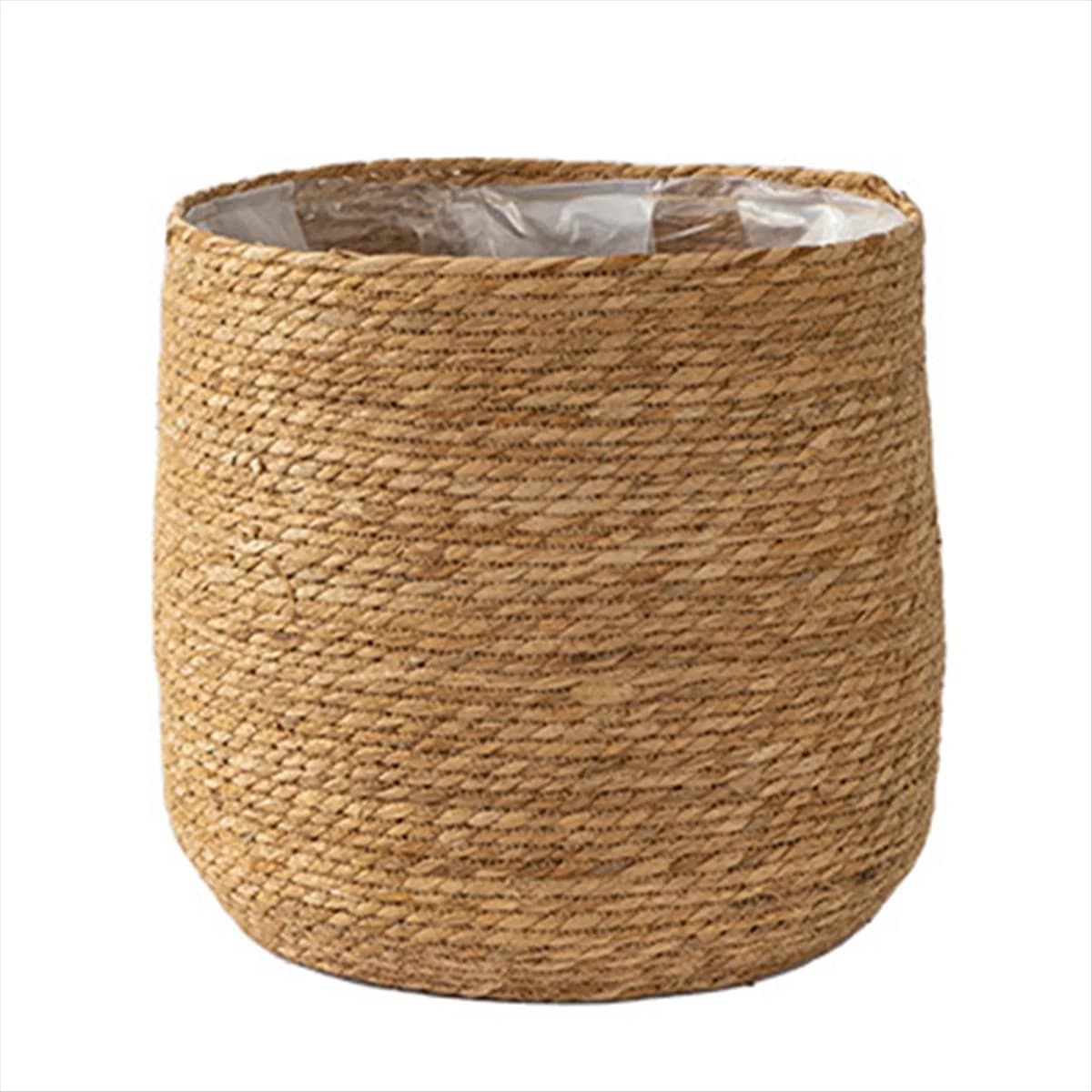 A42F Vaso da fiori in alghe marine - Vaso per piante intrecciato - Cesto per piante decorativo con inserto in pellicola di plastica in stile Boho S