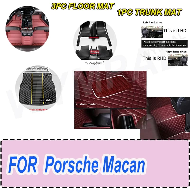 LUXURI Tappetini per auto per Porsche Macan 2014 2015 2016 2017 2018 2019 2020 2021 2022 2023 2024