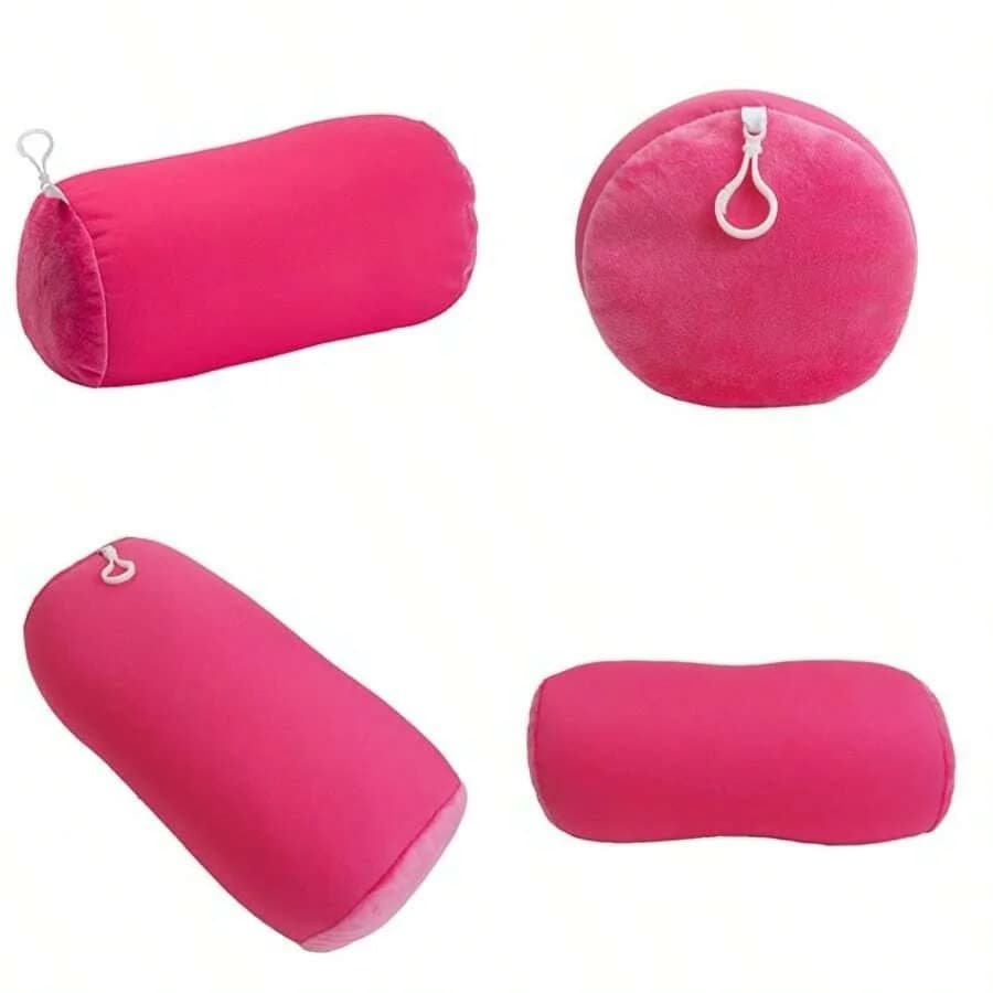 Microbead Bolster Tube Travel Pillow - Compact Neck Roll Pillow For Airplane Car Or Home - Soft Lumbar Support Pillow