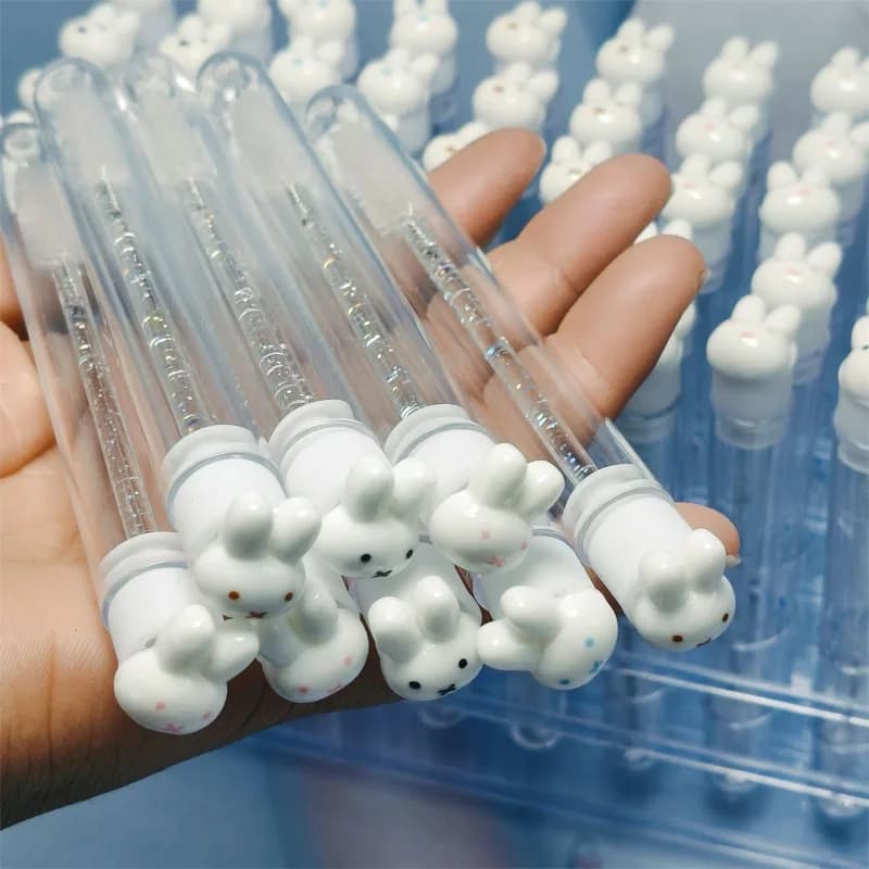 50PCS Powder Rabbit Testing Brush For Eyebrow Riusable Empty Tube Lash Mascara Bacchetta Case for Eyebrows