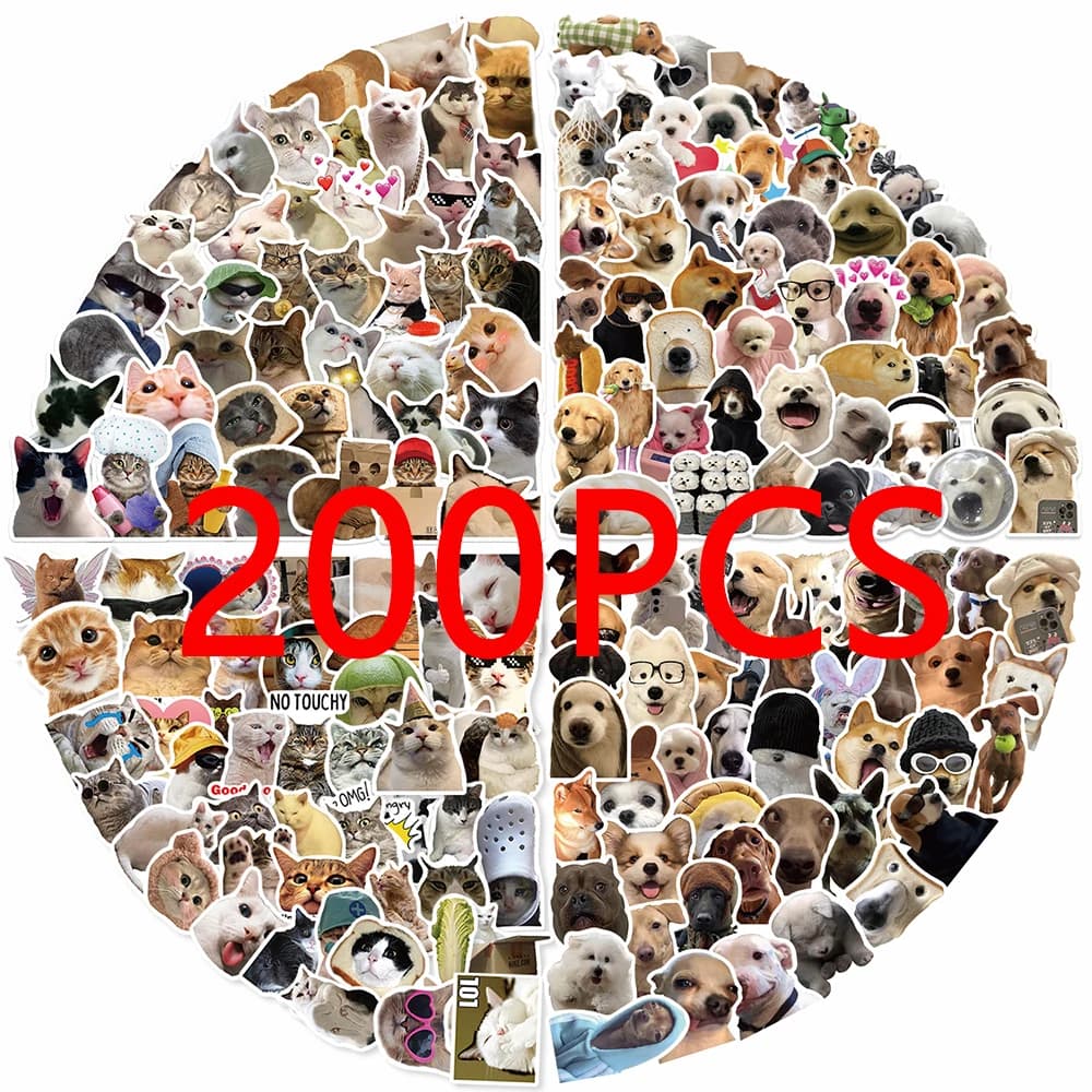 10/30/50/100/200pcs Cute Cat Dog Meme Graffiti Adesivi Animali Divertenti Adesivo FAI DA TE Notebook Telefono Skateboard Chitarra Decalcomanie Decor