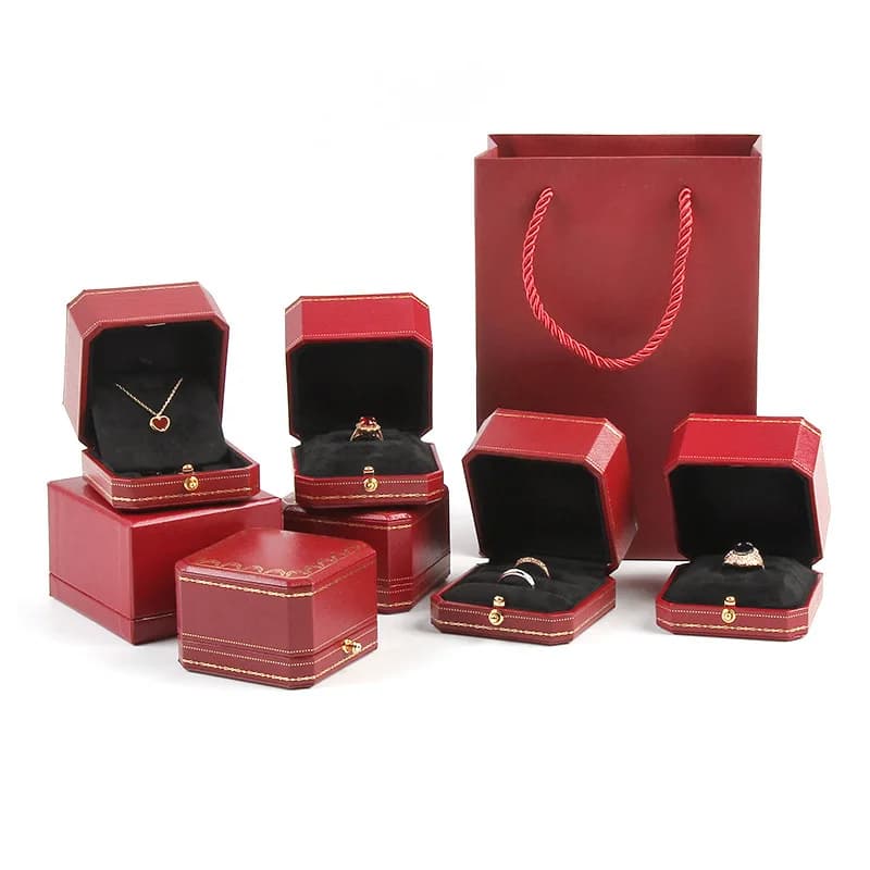 Scatola di imballaggio di gioielli di alta qualità scatola di gioielli in pizzo con anello ottagonale collana braccialetto scatola di immagazzinaggio di gioielli