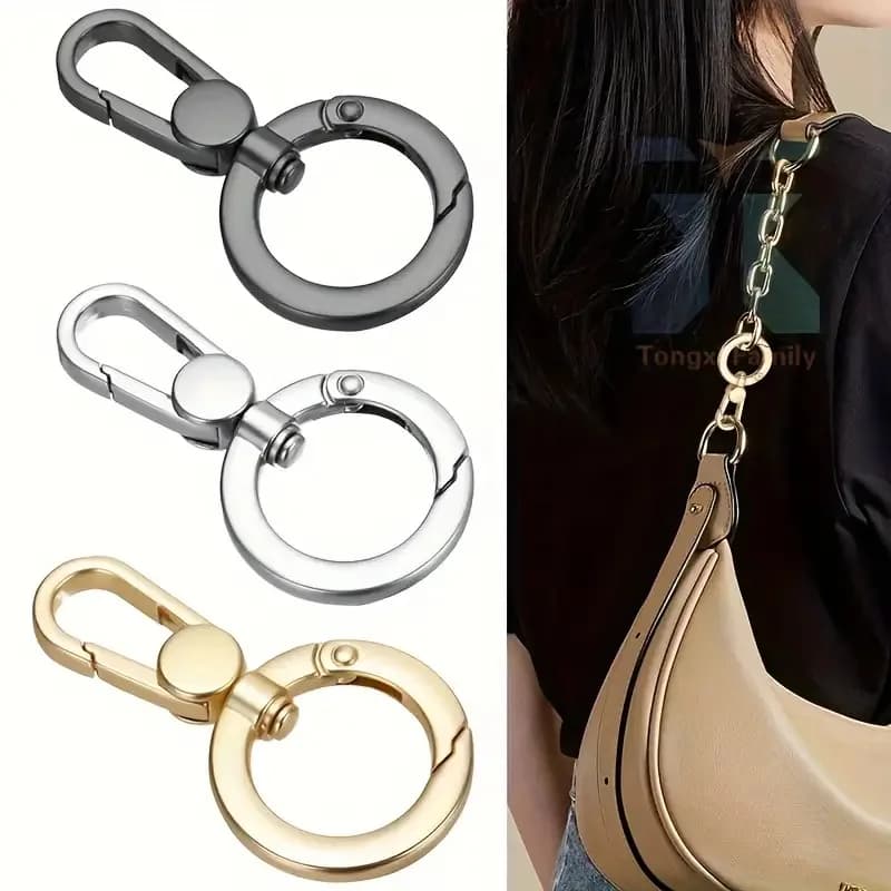Doppio gancio a molla con chiusura a moschettone in metallo e gancio a molla ad anello, adatto per artigianato fai da te, portachiavi, borse, cinturini per portafogli
