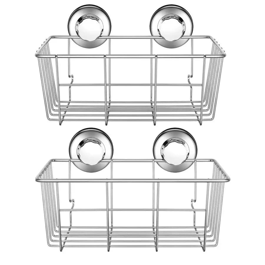 Deep suction shower shelf, wall-mounted bathroom organizer for shampoo and gel, bathroom accessories holder, 304 anti-rust