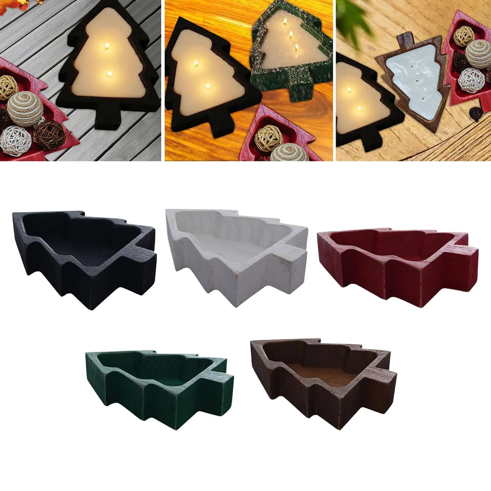 Vassoio da portata per albero di Natale Decorazioni per feste di Natale Forniture da tavola riutilizzabili Piatto da snack in legno Ciotola di frutta per caramelle Frutta secca Casa