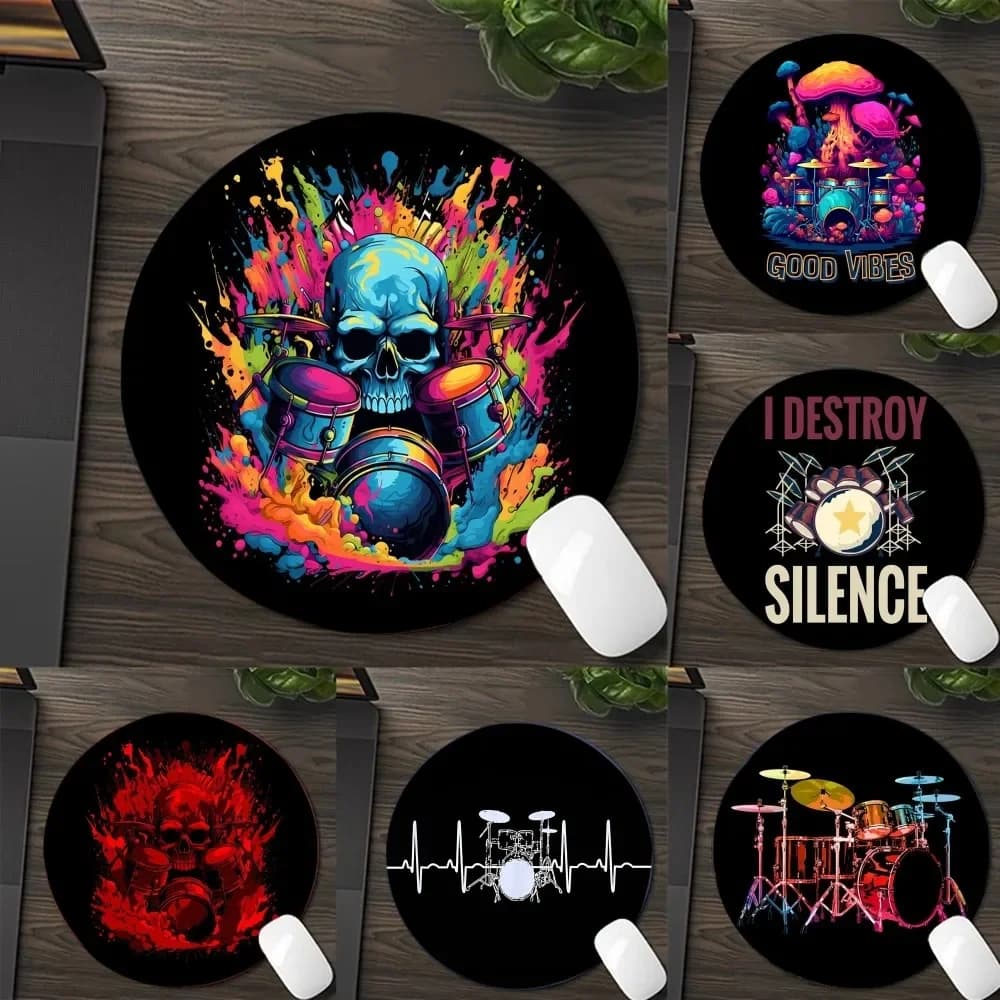 Cool Drum Music lover tappetino da tavolo rotondo antiscivolo grande promozione tappetino per mouse per studenti tappetino per tastiera per Computer per camera da letto per ragazze adolescenti