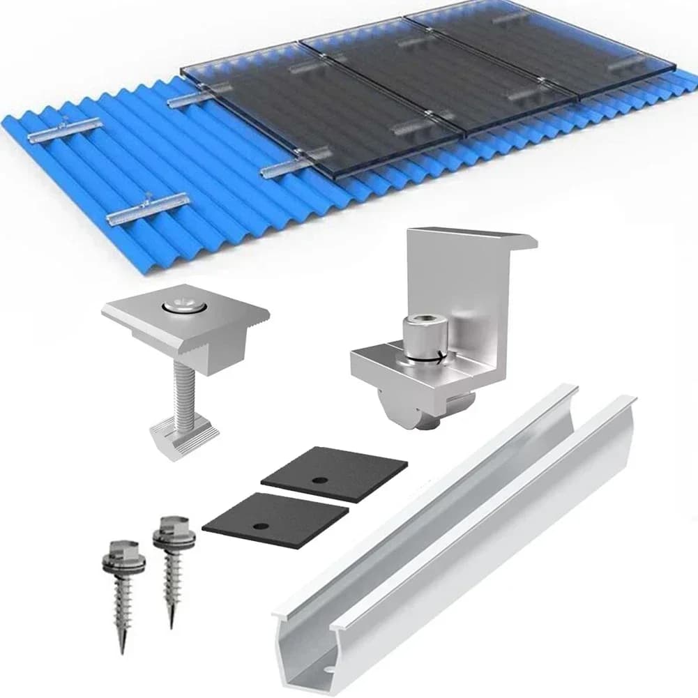 Solar Panel Mount Bracket Rails Clamp Fastening Module Mount Mounting PV Photovoltaic Solar Power Supplies Trapezoidal Ro