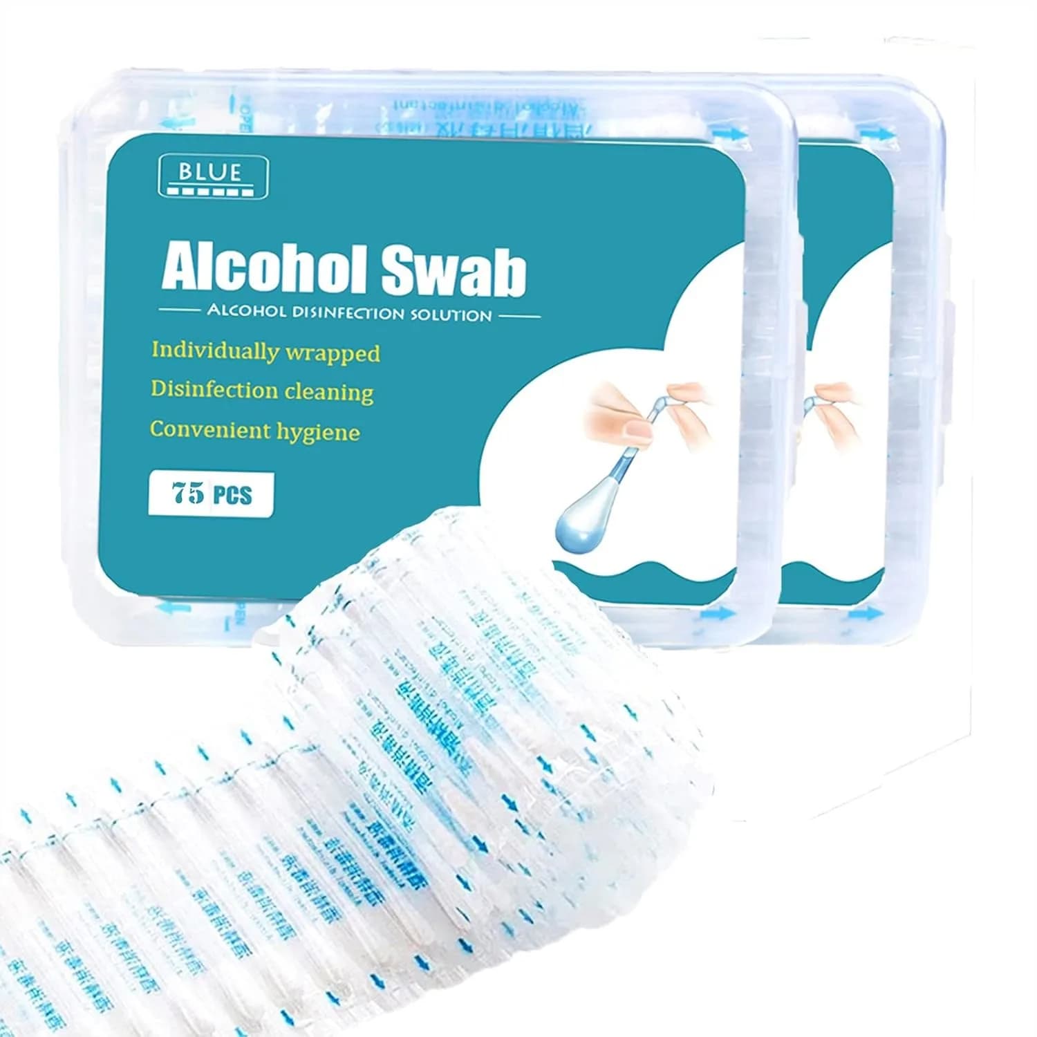 100+50 Tamponi Imbevuti di Alcol in Cotone Confezionati Singolarmente, Bastoncini Monouso Igienici per Kit di Pronto Soccorso per Donne e Uomini