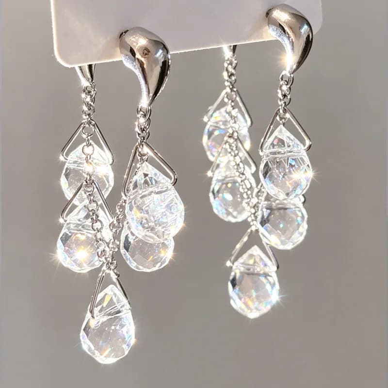 Fashion Creative Transparent Crystal Balls Drop Earrings For Women Trendy Ears Accessories Jewelry Party Casual Wear Girls Gifts