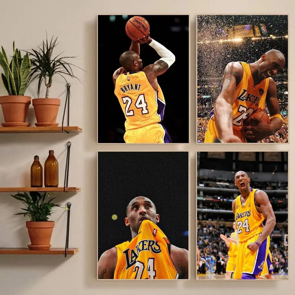 1 pezzo di adesivo per poster con stampa di un giocatore di basket K-kobeES, decorazione da parete impermeabile per soggiorno, camera da letto, decorazioni per la casa