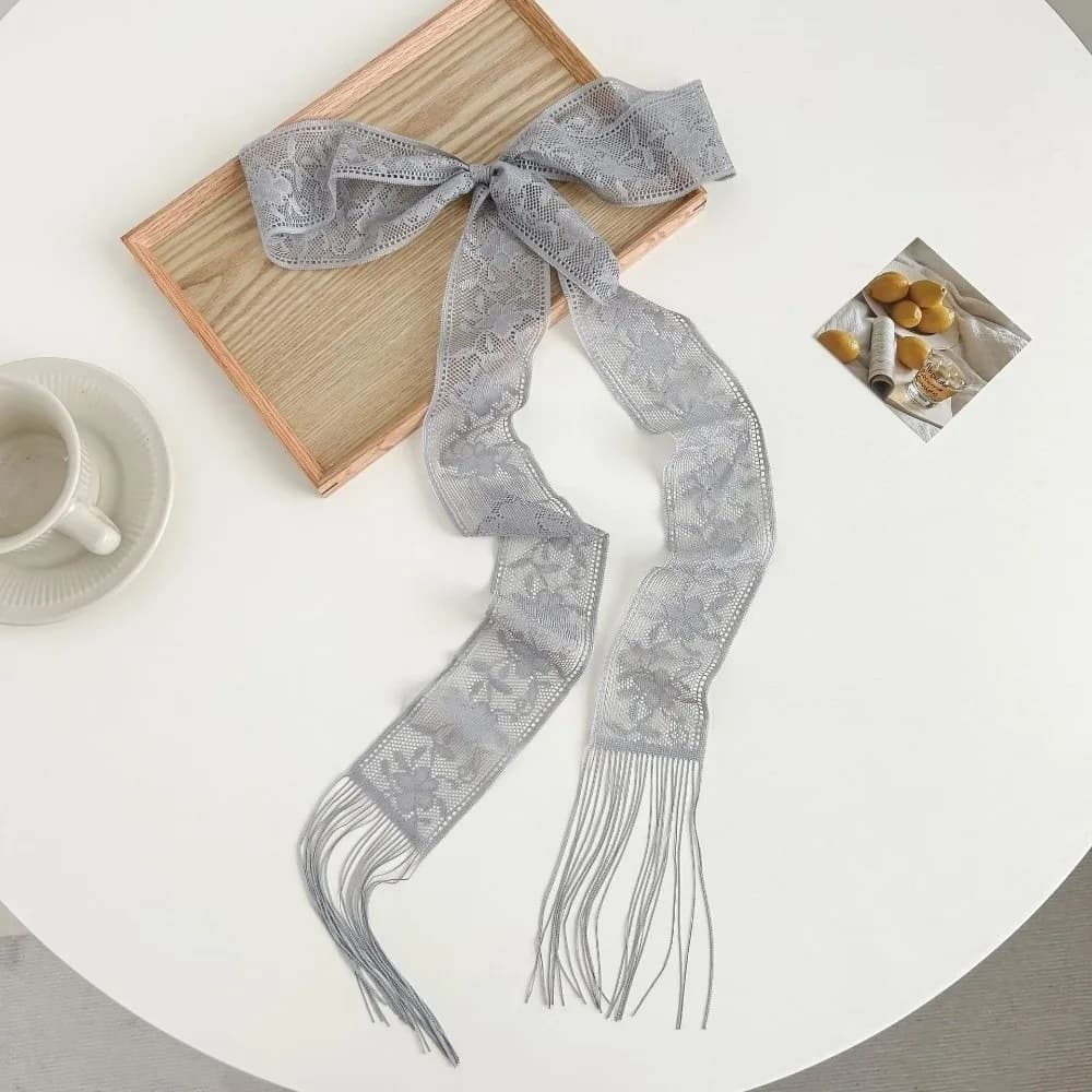 Stylish Floral Lace Printed Scarf Elegant Narrow Long Multifunctional Headscarf Soft Lightweight Bag Strap Fashionable Women