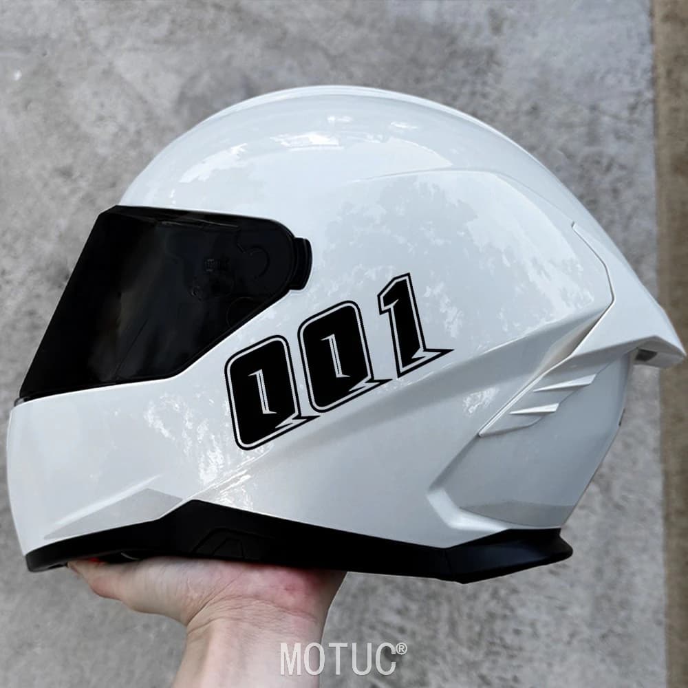 0-9 Racing Number Waterproof Stickers, Black & White Outline Decals for Motorcycle, Bike, Car, Helmet