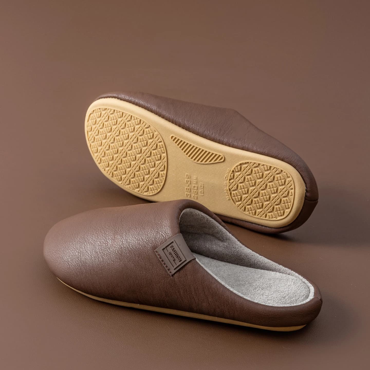 Pantofole invernali da uomo Scarpe da casa foderate in pile, Pelle PU impermeabile, Antiscivolo per interni ed esterni, Caldo e morbido Comfort per la casa