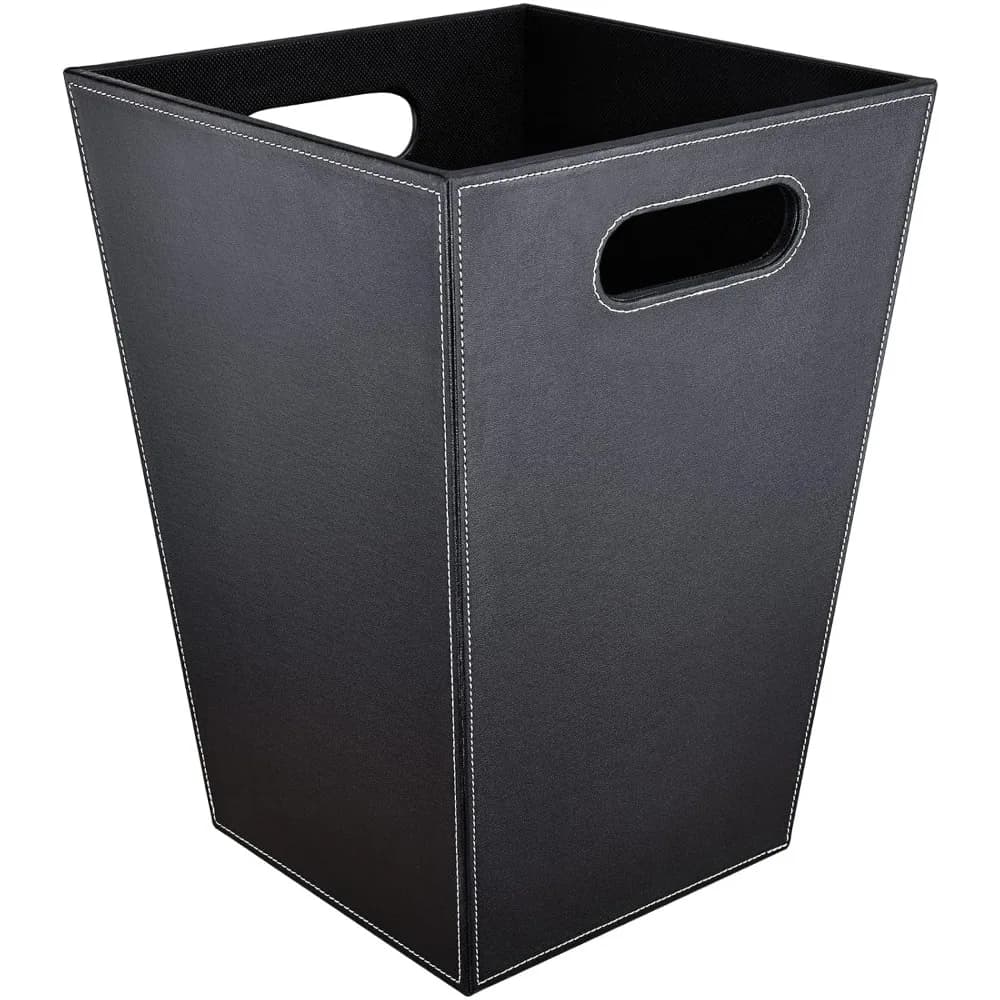 Cestino Quadrato in Pelle PU da 16L con Manici per Camera da Letto, Ufficio, Bagno, Dormitorio, Casa, Decorativo e Facile da Pulire