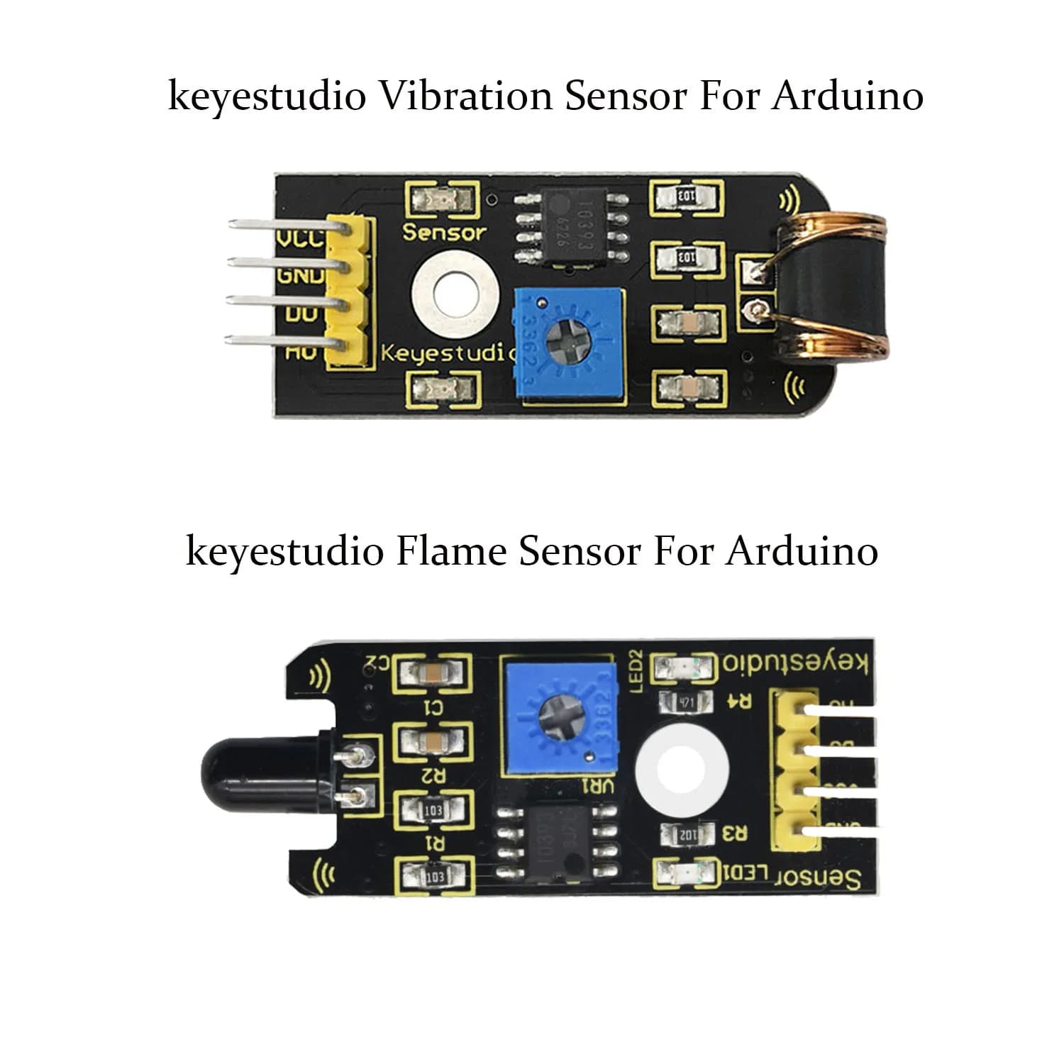 Keyestudio Vibration Sensor / Flame Sensor For Arduino Flame Detection Sensor and Arduino Vibration Test Module