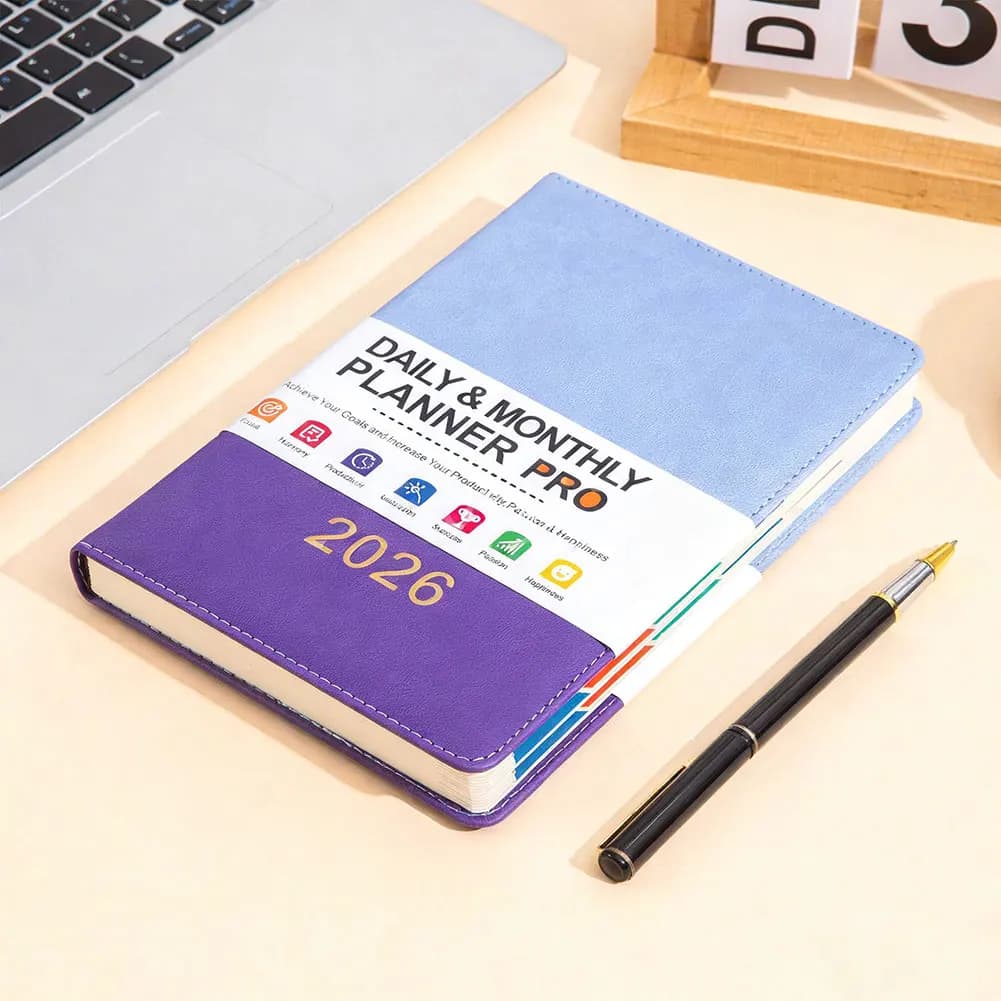 Agenda giornaliera mensile Calendario 2026 Libro Inizia a qualsiasi momento Ottieni i tuoi obiettivi per l'ufficio, la scuola, la casa